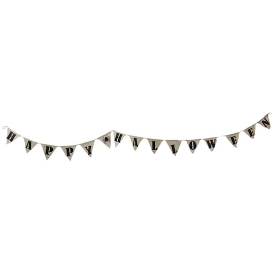 19&#x22; White Triangle LED Happy Halloween Banner